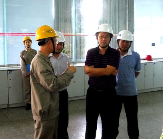 涪陵區(qū)迎接十九大安全穩(wěn)定工作專項(xiàng)督查組第一組副組長、區(qū)委督查室主任周銀奎（右二）帶隊(duì)對我司為迎接十九大安全穩(wěn)定工作開展情況.jpg